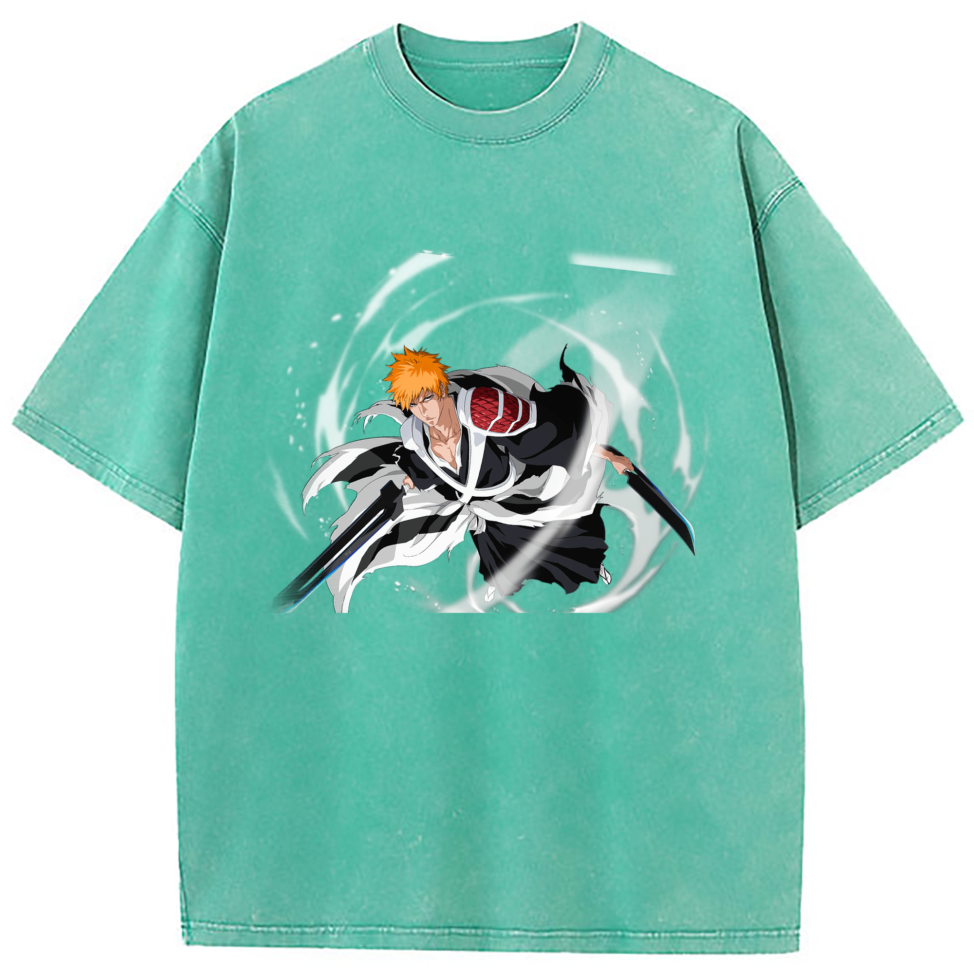 （画像用） ブリーチ 黒崎一護（くろさき いちご）BLEACH Kurosaki Ichigo 綿100% ヴィンテージ風 半袖Tシャツ（フロントプリント）